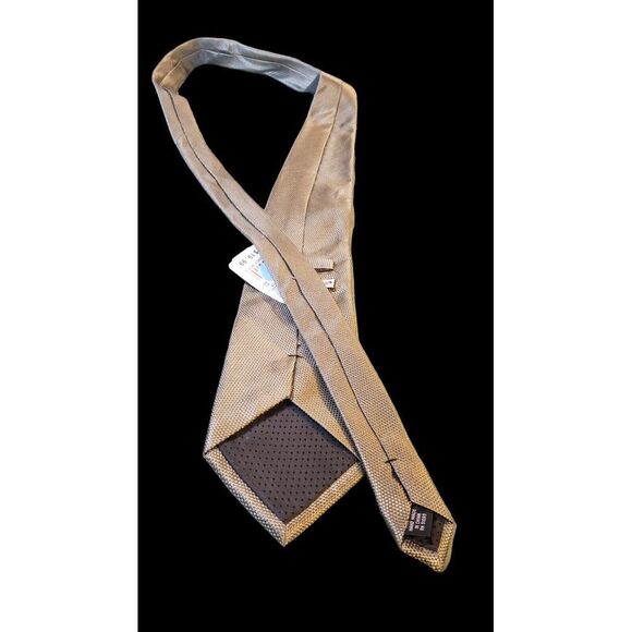 BOCA CLASSICS MENS  NECK TIE‎ TAN GEOMETRIC NWT 100% SILK HANDMADE - Picture 12 of 14